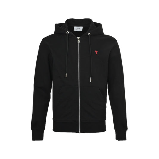 Ami Paris small heart embroidered zipper hooded jacket