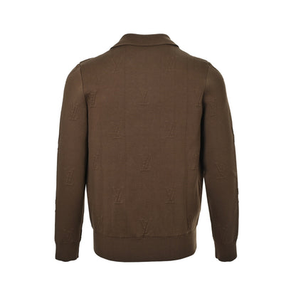 Louis Vuitton embossed letter logo zipper knitted lapel jacket