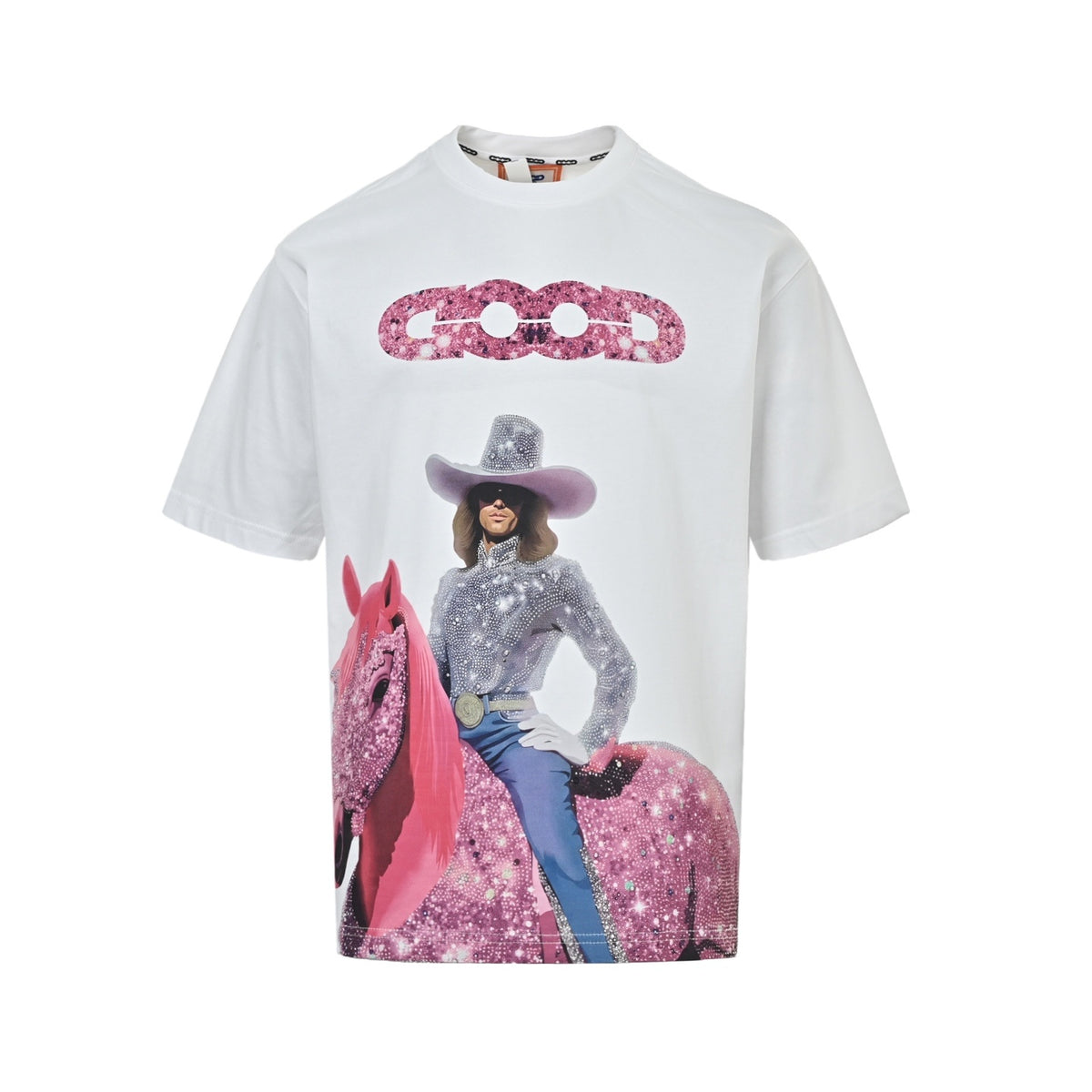 GOOD BRAND Year of the Horse pink denim hot diamond short sleeves