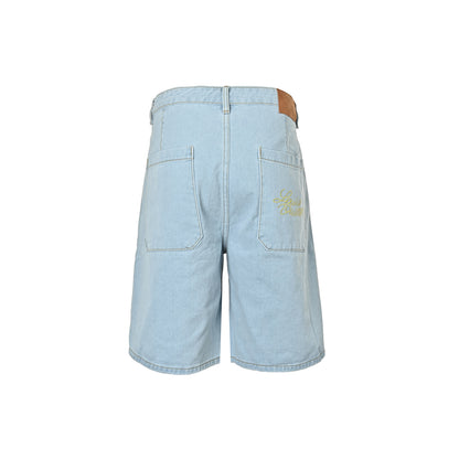 Louis Vuitton logo embroidered rivet five-point denim shorts