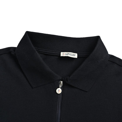 Moncler/Mask Logo Patch Half-Zip Polo Short Sleeves