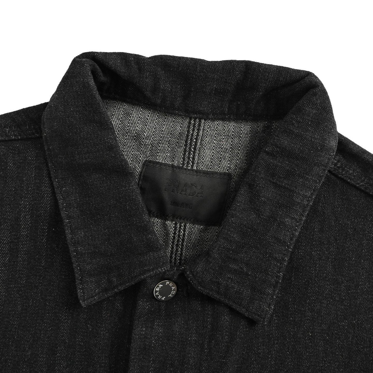 Prada 25Fw triangle logo washed denim jacket