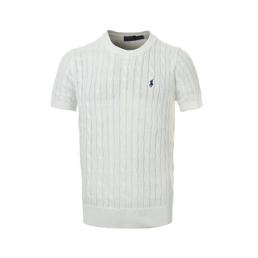 Ralph Lauren horse logo embroidered cable knit short sleeves