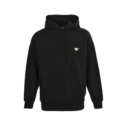 Prada 25Fw fake pocket triangle logo hooded sweatshirt