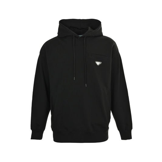 Prada 25Fw fake pocket triangle logo hooded sweatshirt