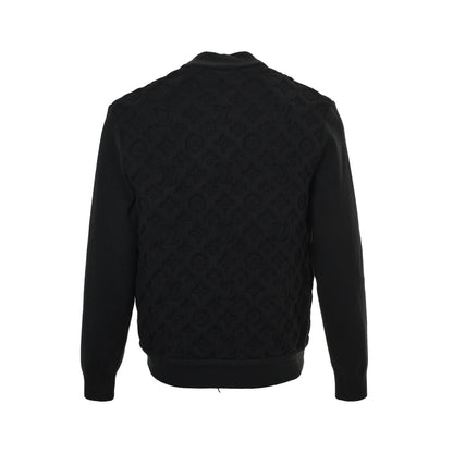 Louis Vuitton old flower embossed wool knitted bomber jacket