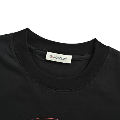 Moncler/muzzled round neck short sleeves with colorful embroidery on the chest