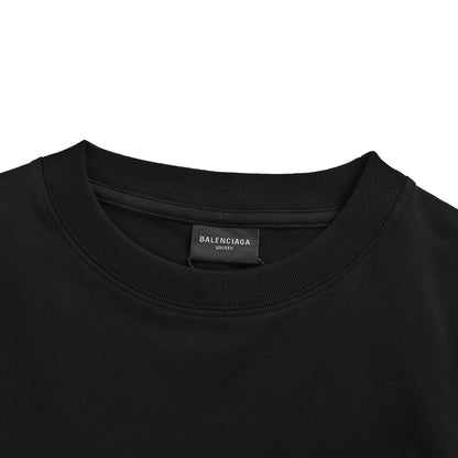 Balenciaga masking paper black and silver tape printed short sleeves