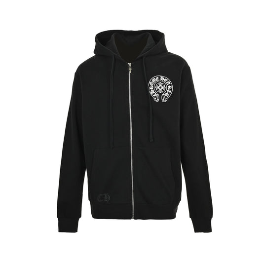 Chrome Hearts classic Sanskrit horseshoe print zipper jacket