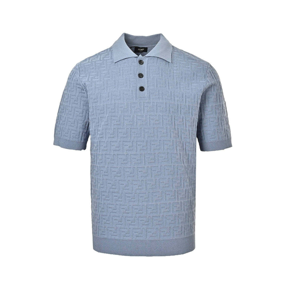 Fendi FF dark pattern all-over printed knitted Polo short sleeves
