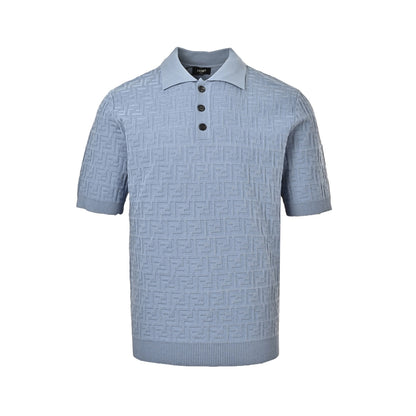 Fendi FF dark pattern all-over printed knitted Polo short sleeves