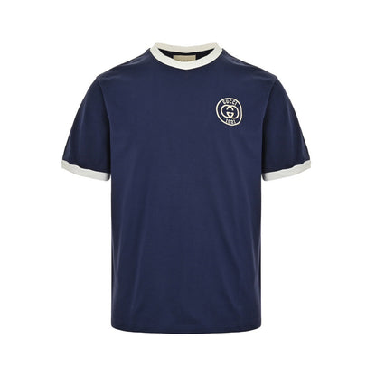 Gucci 23ss 1921 embroidered logo contrasting short sleeves