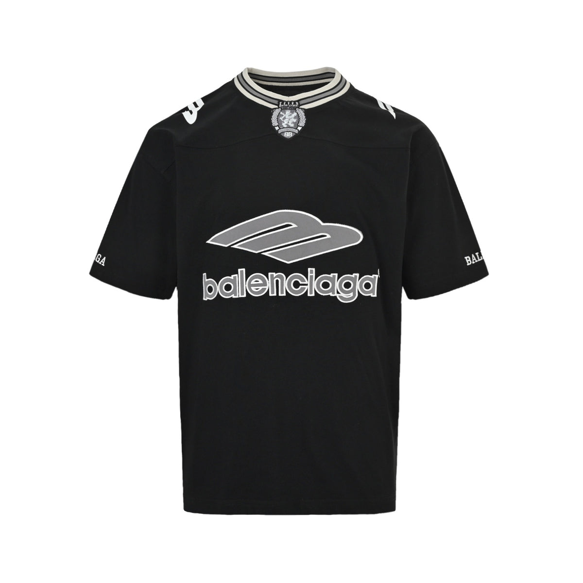 Balenciaga 26ss embroidered logo stitching jersey short sleeves