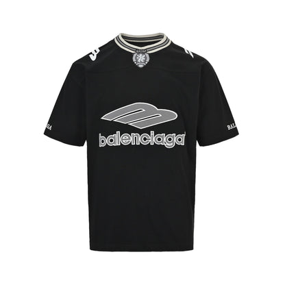 Balenciaga 26ss embroidered logo stitching jersey short sleeves