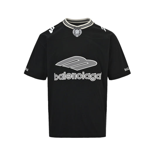 Balenciaga 26ss embroidered logo stitching jersey short sleeves
