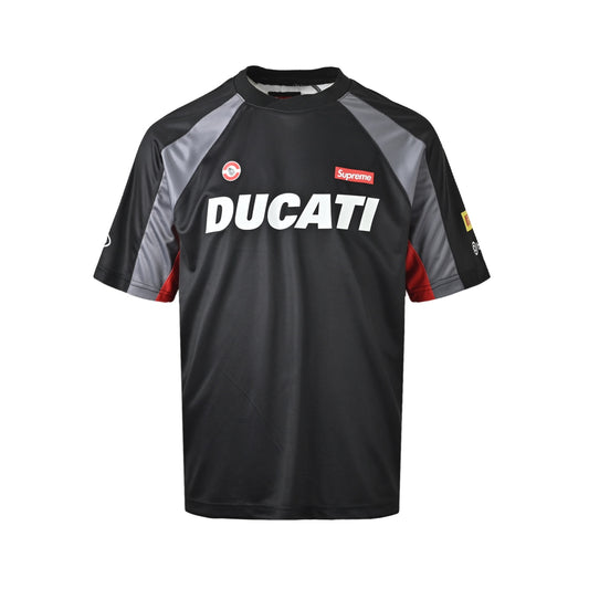 Supreme Ducati co-branded silicone laminated lettering jersey short sleeves