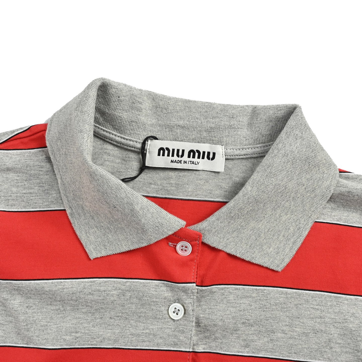 Miu Miu 26ss Miu small label red and gray striped Polo long sleeves
