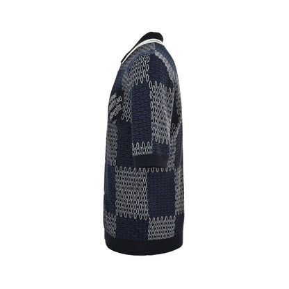 Louis Vuitton 26ss checkerboard jacquard knitted cardigan short sleeves
