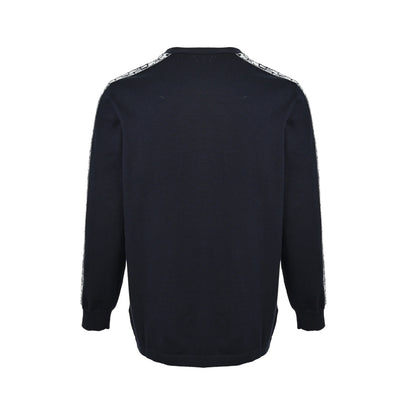 Dior shoulder sleeves jacquard webbing patchwork crew neck sweater