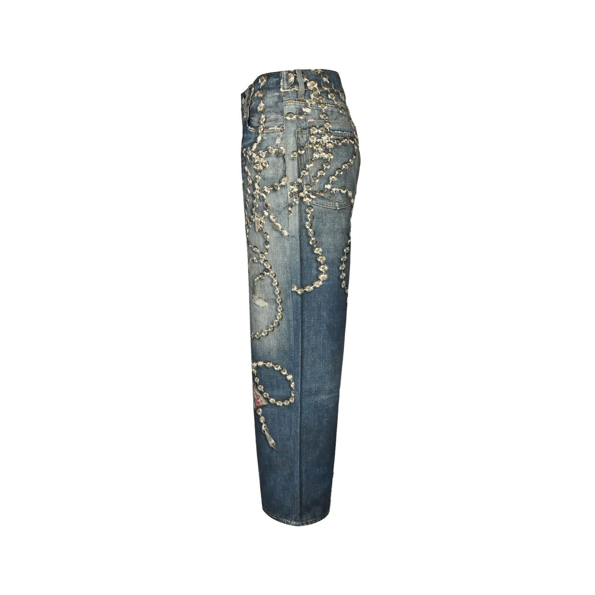 Acne Studios chain print dyed distressed jeans
