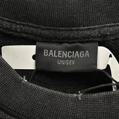 Balenciaga/Balanciaga 24Fw double B letter printed washed round neck sweatshirt