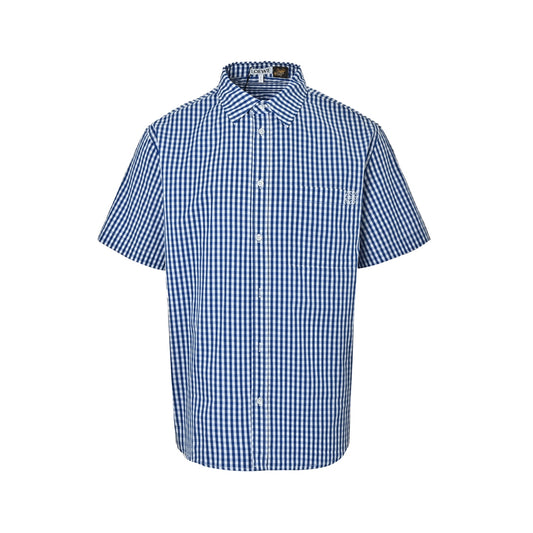 Loewe/Loewei logo embroidered plaid short-sleeved shirt