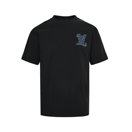 Louis Vuitton 26ss denim patch presbyopic letter embroidered short sleeves