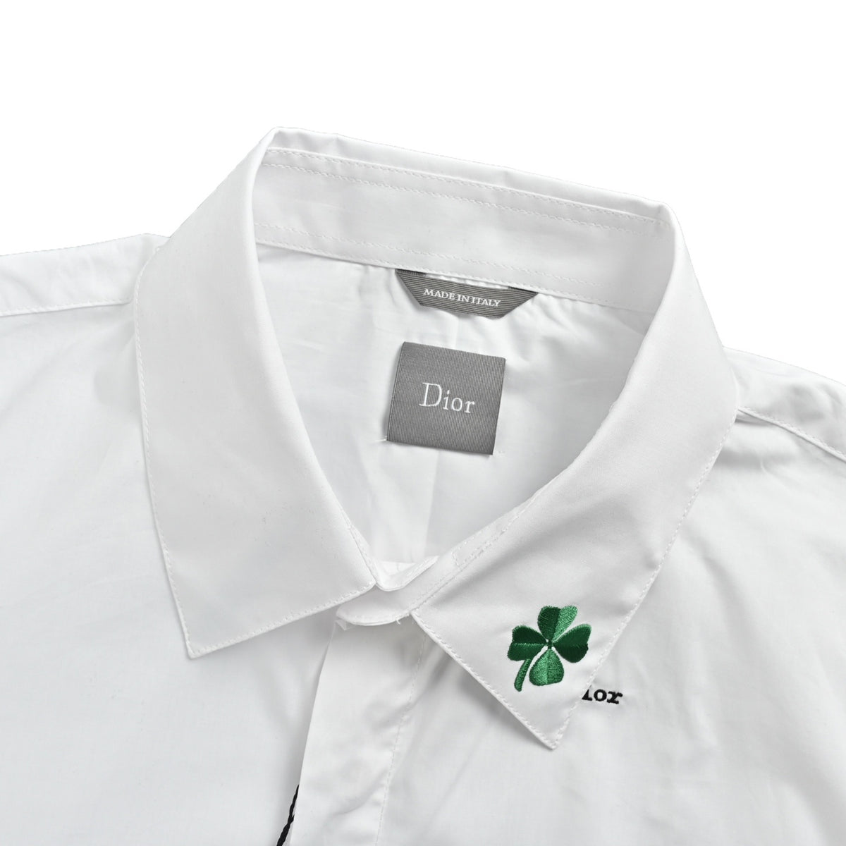 Dior CD four-leaf clover collar embroidered long-sleeved shirt
