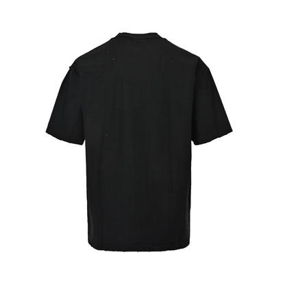 Balenciaga reverse-wear castle print ripped short-sleeves
