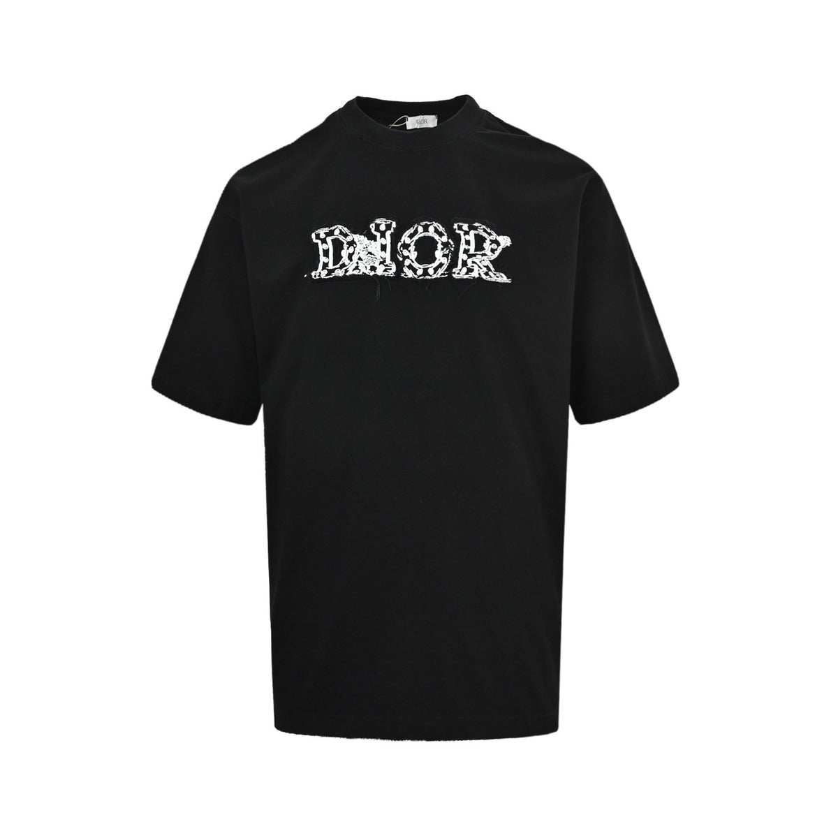 Dior 26ss frayed patch letter embroidered short sleeves