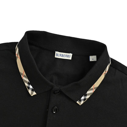 Burberry plaid splicing collar Polo short sleeves