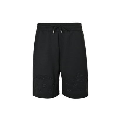 Louis Vuitton wave pattern old flower embroidered logo shorts
