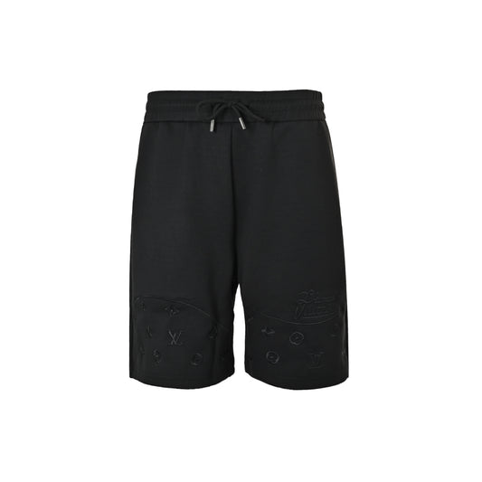 Louis Vuitton wave pattern old flower embroidered logo shorts