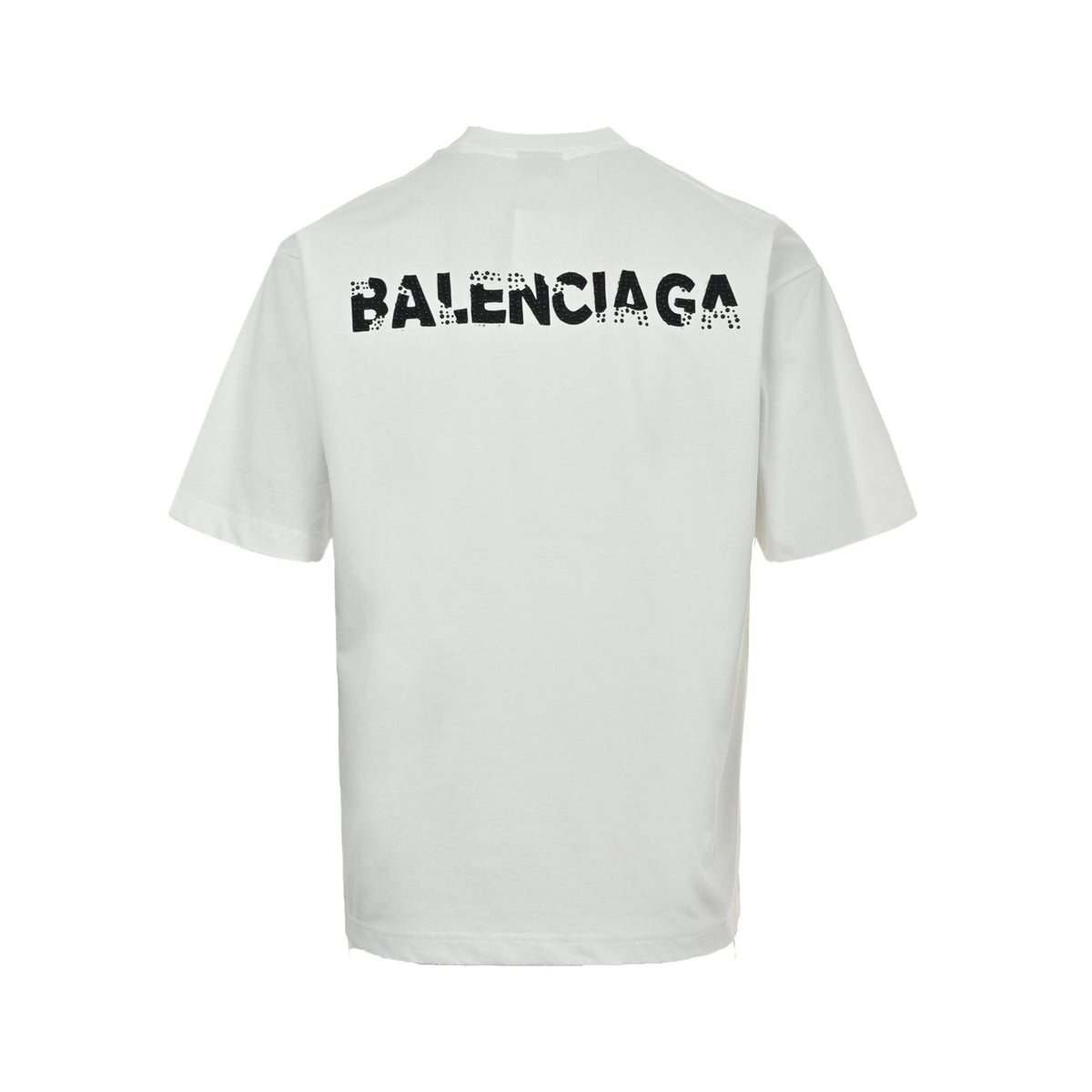 Balenciaga 26ss hot beaded letters washed hole short sleeves