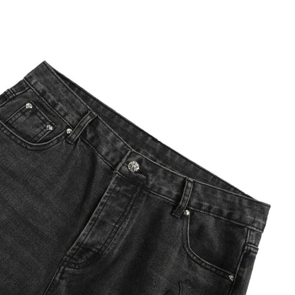 Chrome Hearts/Chrome Heart cross patch embroidered washed jeans