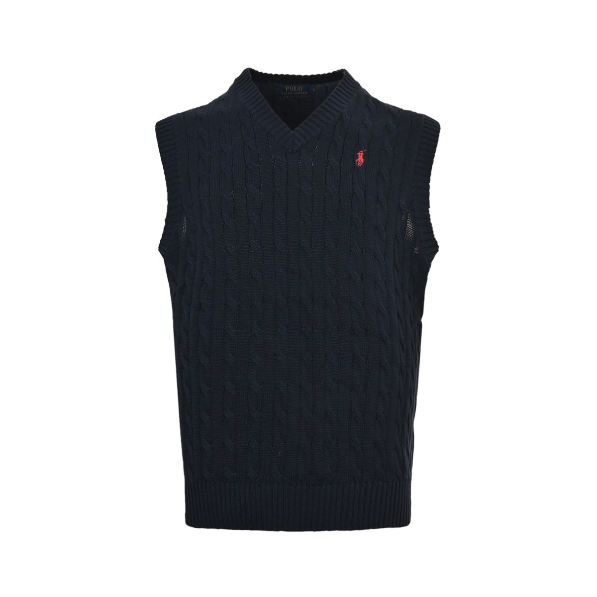 Ralph Lauren horse logo embroidered cable knit vest