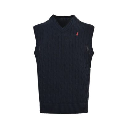 Ralph Lauren horse logo embroidered cable knit vest