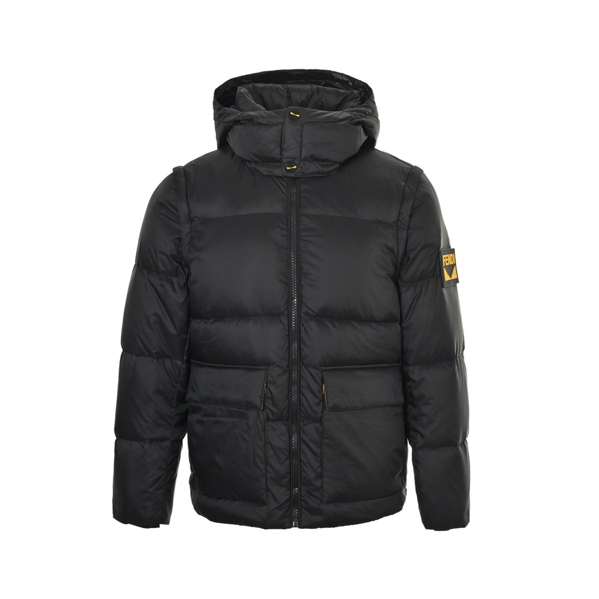 Fendi silicone Velcro arm detachable sleeve hooded down jacket