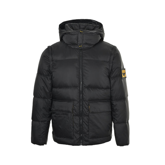 Fendi silicone Velcro arm detachable sleeve hooded down jacket