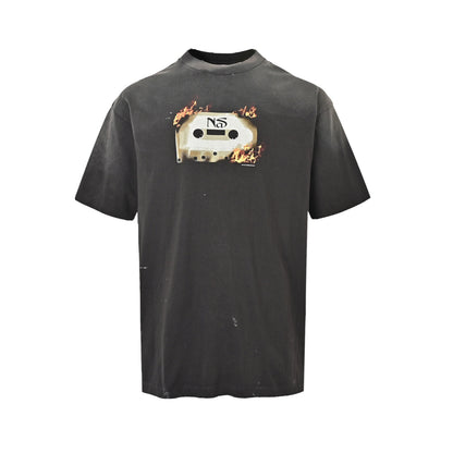 SAINT MICHAEL flame tape radio print short sleeves