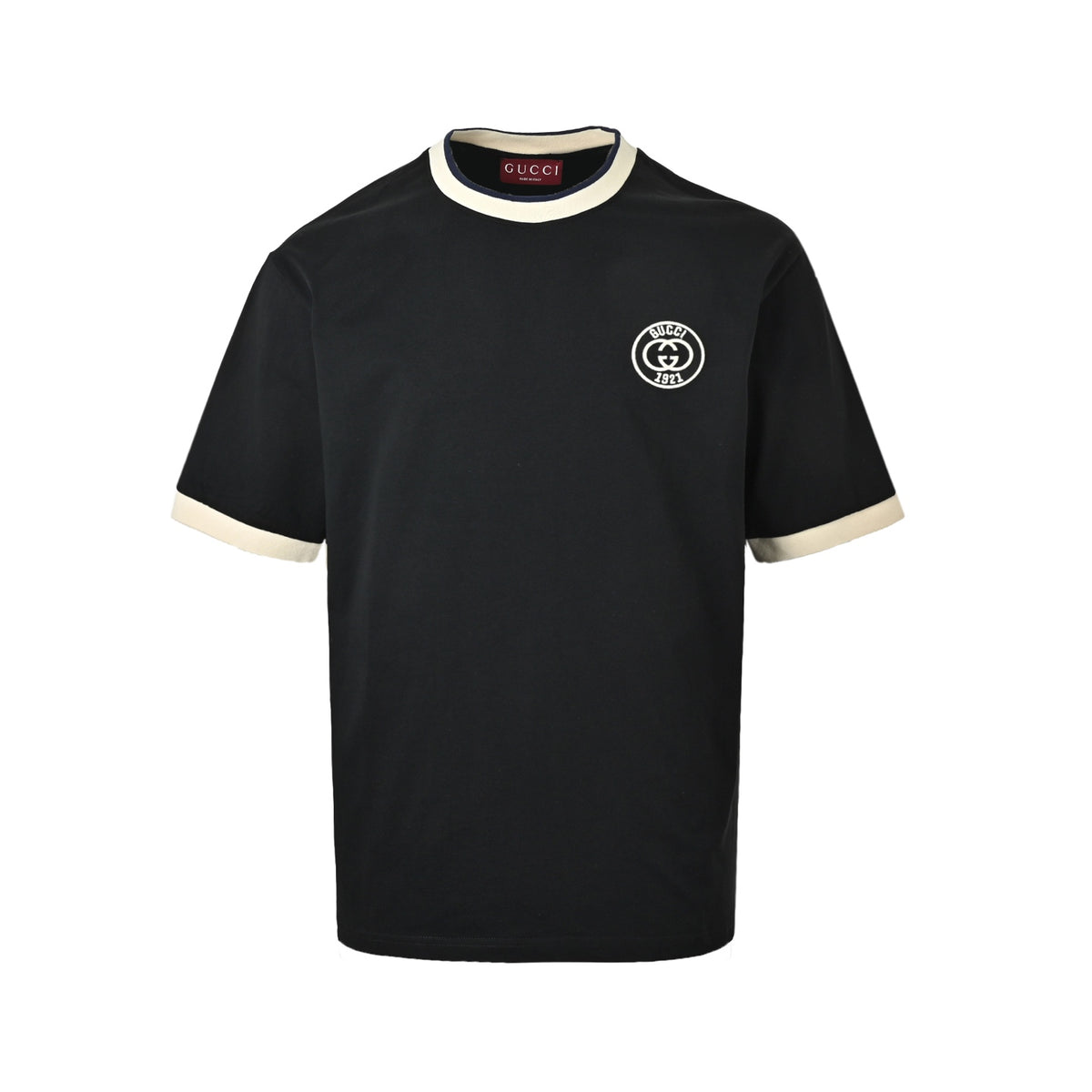 Gucci color block threaded collar 1921 double G embroidered short sleeves