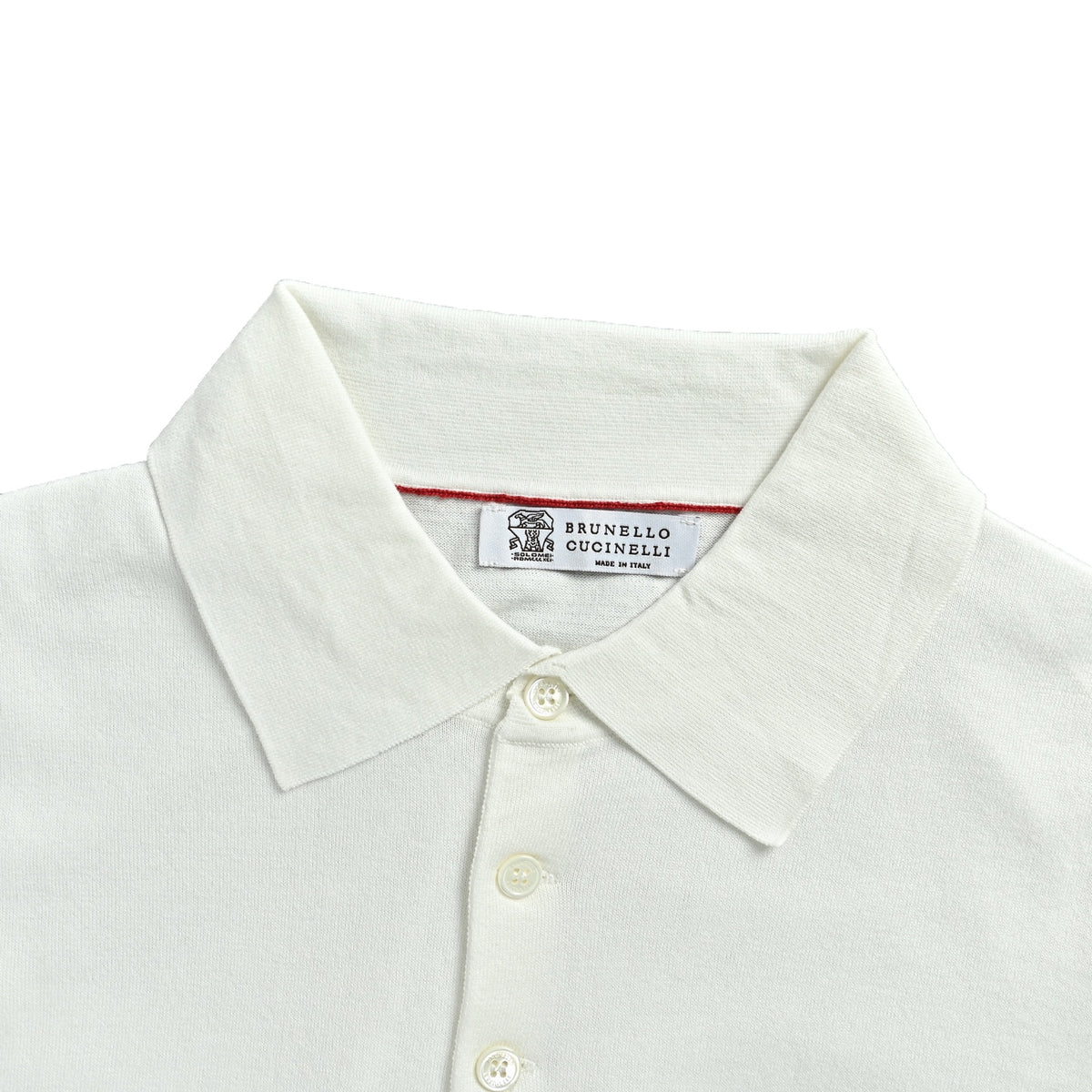 BRUNELLO CUCINELLI BC White Badge Cashmere Knitted POLO Short Sleeve