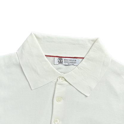 BRUNELLO CUCINELLI BC White Badge Cashmere Knitted POLO Short Sleeve