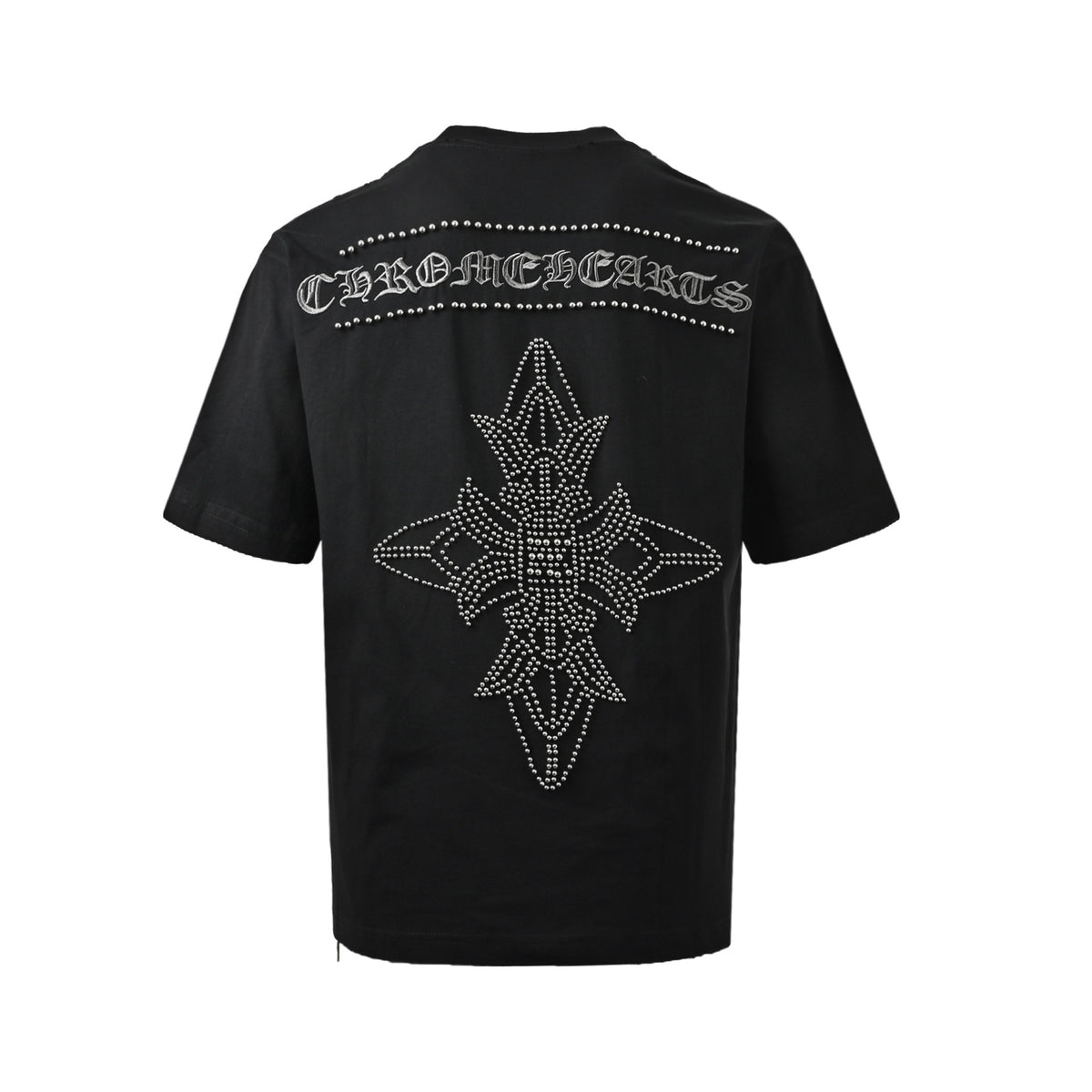 Chrome Hearts/Chrome Heart 26ss heavy embroidery rivets beading frayed short sleeves