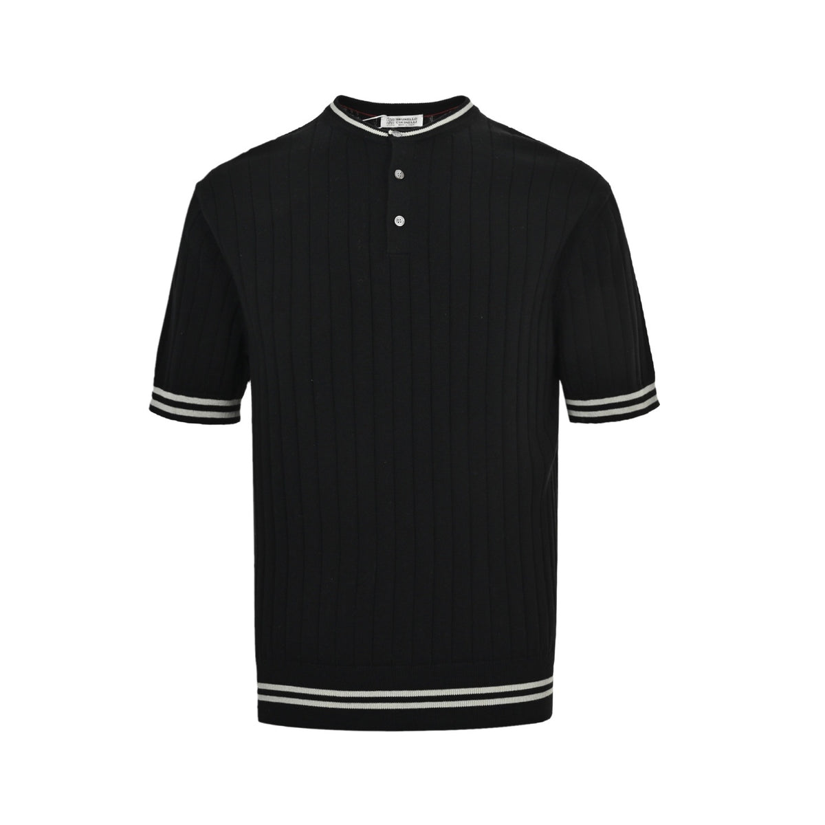 BRUNELLO CUCINELLI BC cable henley collar knitted short-sleeved T-shirt