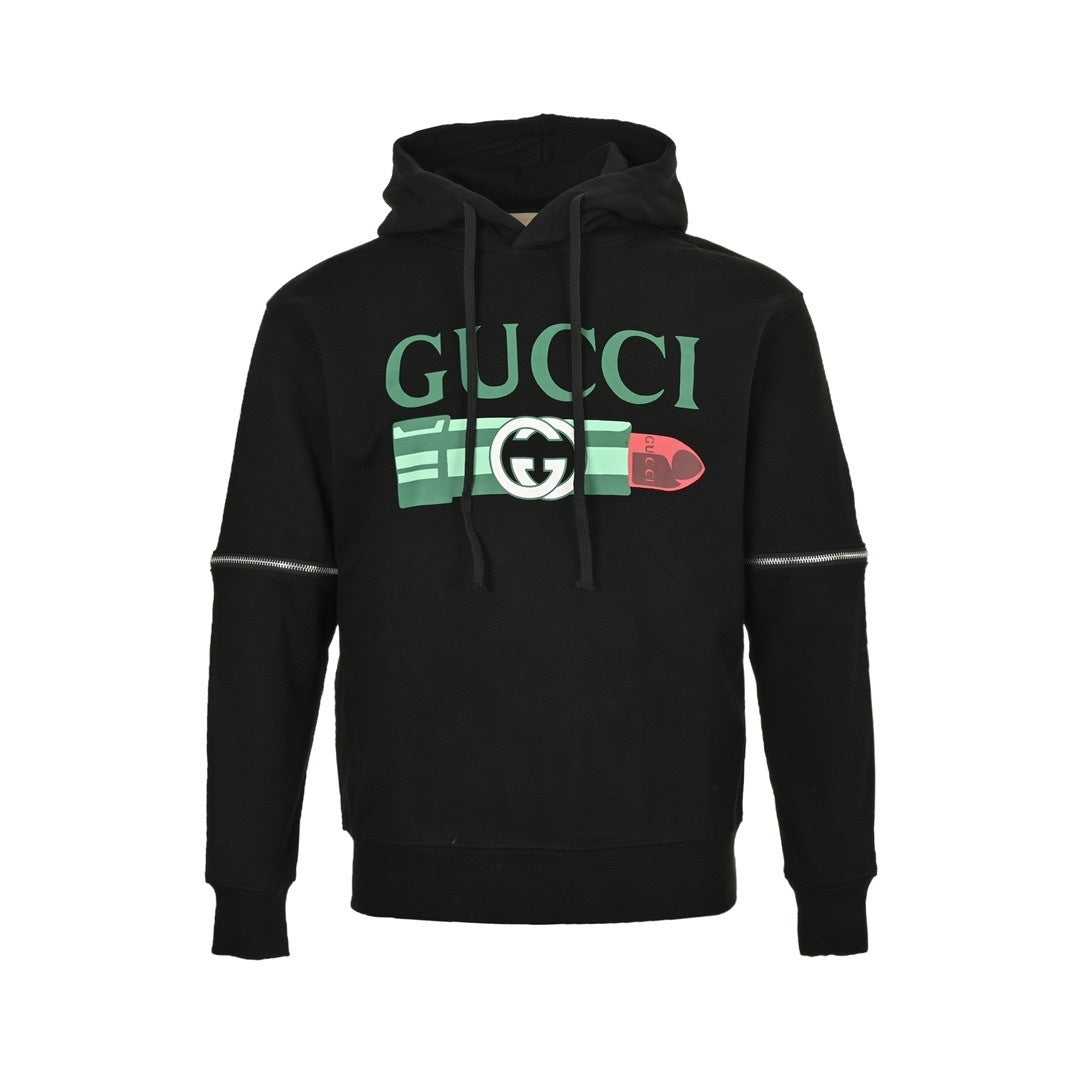 Gucci 24Fw lipstick print sleeves detachable hooded sweatshirt