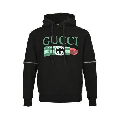 Gucci 24Fw lipstick print sleeves detachable hooded sweatshirt