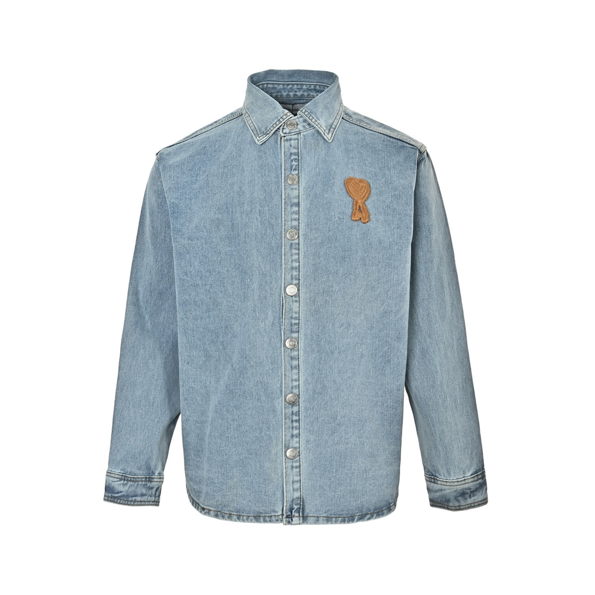 Ami Paris denim shirt with heart embroidery on the chest