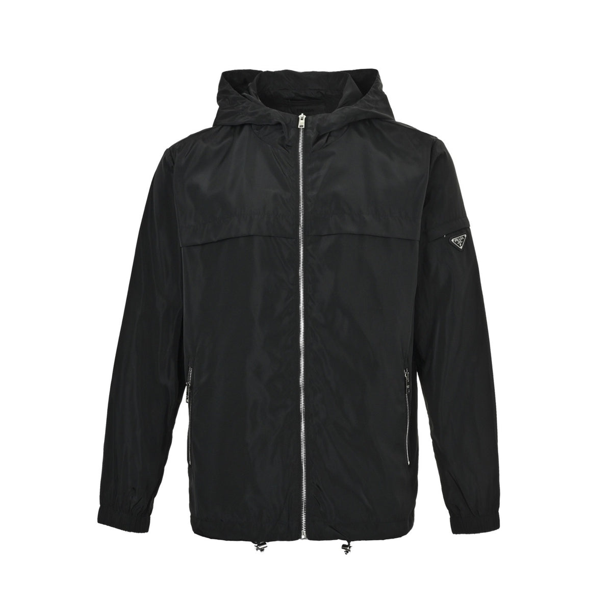 Prada Sleeve Pocket Triangle Logo Hooded Windbreaker Jacket