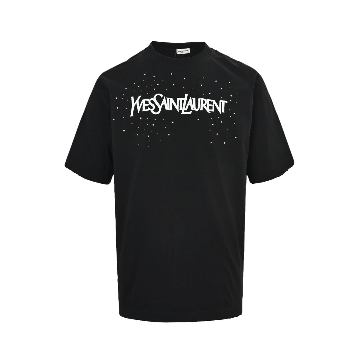 Saint Laurent ripped embroidery hot diamond short sleeves